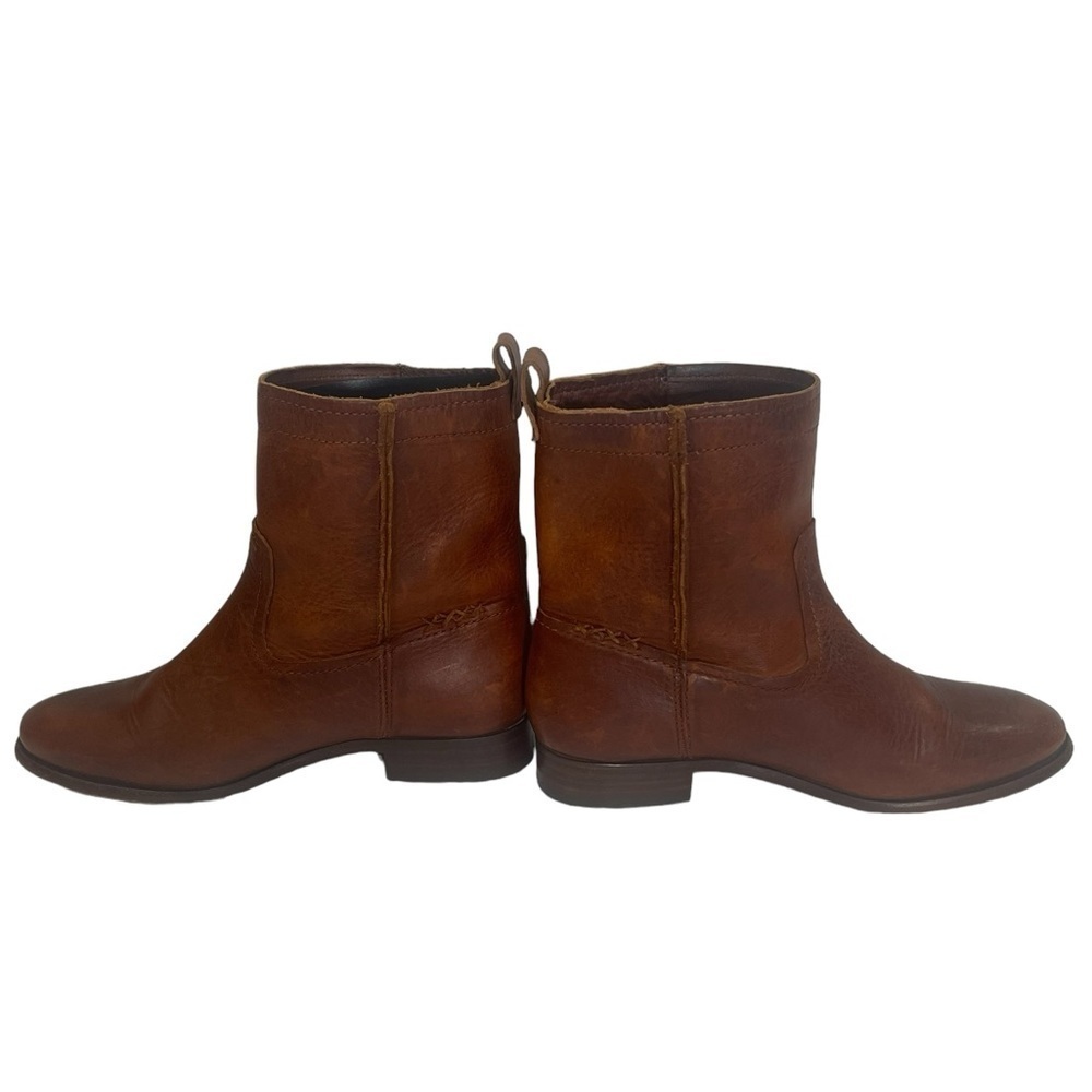 Frye Cara Short Women's Cognac Brown Leather Ankle Boot Pull On Size 8 B - Picture 4 of 14